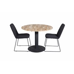 Cirebon Round Table - 100cm - Black, Muce Dining Chair - Black Legs - Black Fabric_2