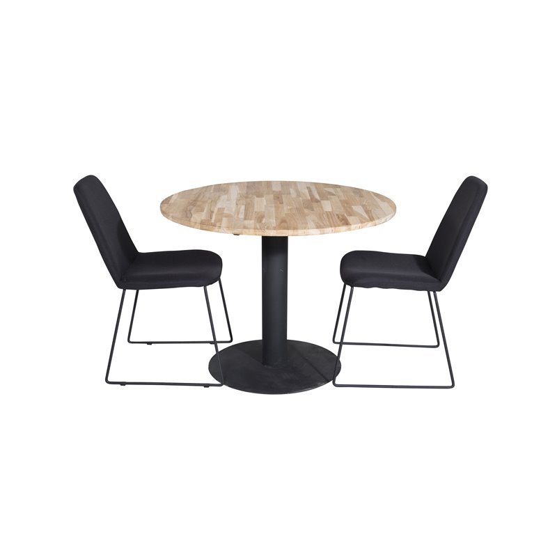 Cirebon Round Table - 100cm - Black, Muce  Dining Chair - Black Legs - Black Fabric_2