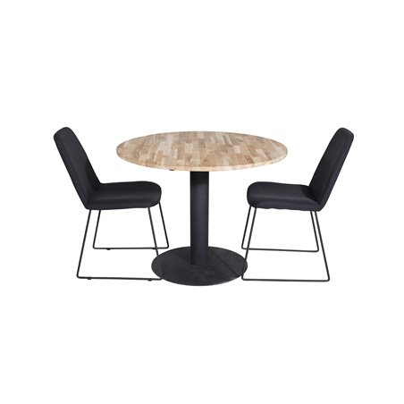 Cirebon Round Table - 100cm - Black, Muce Dining Chair - Black Legs - Black Fabric_2