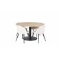 Cirebon Round Table - 140cm - Nature / Black, Velvet Dining Chair - Beige / Black_4