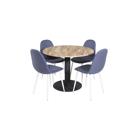 Cirebon Round Table - 100cm - Black, Polar Dining Chair - White Legs - Blue Fabric_4