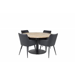 Cirebon Round Table - 140cm - Nature / Black, Comfort Dining Chair - Black / Black_4