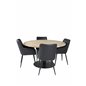 Cirebon Round Table - 140cm - Nature / Black, Comfort Dining Chair - Black / Black_4