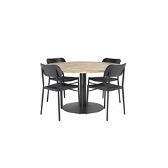 Cirebon Round Table - 140cm - Nature / Black, Polly Dining Chair - Black / Black_4