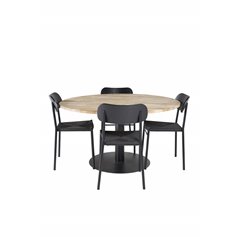 Cirebon Round Table - 140cm - Nature / Black, Polly Dining Chair - Black / Black_4