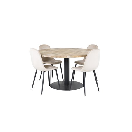 Cirebon Round Table - 140cm - Nature / Black, Polar Dining Chair- Black legs / Beige Velvet (ersätter 19902-880)_4