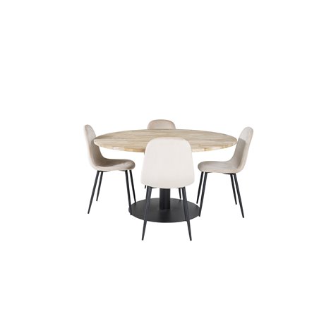 Cirebon Round Table - 140cm - Nature / Black, Polar Dining Chair- Black legs / Beige Velvet (ersätter 19902-880)_4