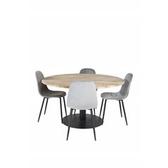 Cirebon Round Table - 140cm - Nature / Black, Polar Dining Chair - Black legs / Light Grey Velvet (ersätter 19902-885)_4