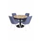 Cirebon Round Table - 100cm - Black, Velvet Deluxe Dining Chair - White Legs - Blue Fabric_4