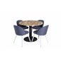 Cirebon Round Table - 100cm - Black, Velvet Dining Chiar - White legs - Blue Fabric_4