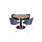 Cirebon Round Table - 100cm - Black, Velvet Dining Chiar - White legs - Blue Fabric_4