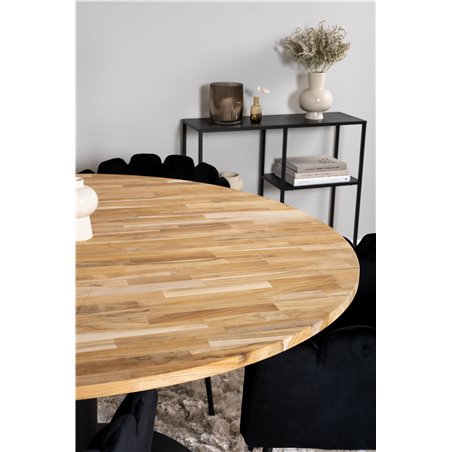 Cirebon Rundt Bord - 140cm - Nature / Sort, Limhamn - Stol - Sort Velvet_4