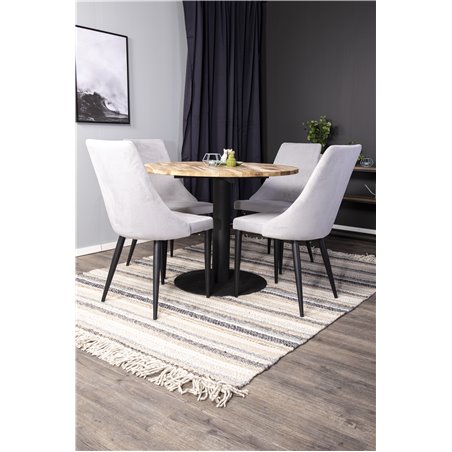 Cirebon Round Table - 100cm - Black, Leone Dining Chair - Grey / Black_4