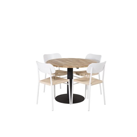 Cirebon Round Table - 100cm - Black, Polly Dining Chair - Nature / White_4