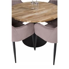 Cirebon Round Table - 100cm - Black, Comfort Dining Chair - Pink / Black_4