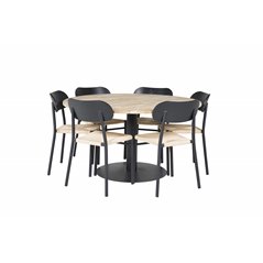 Cirebon Round Table - 140cm - Nature / Black, Polly Dining Chair - Nature / Black_6