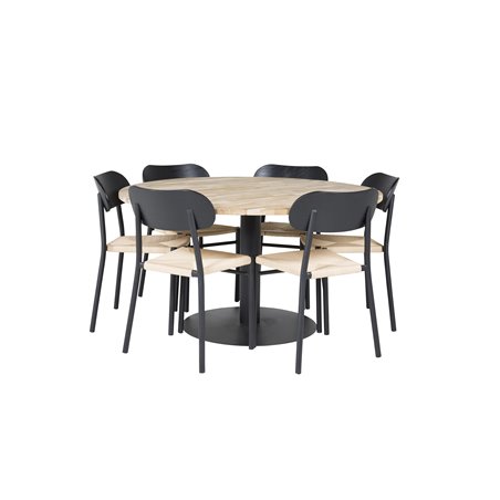 Cirebon Round Table - 140cm - Nature / Black, Polly Dining Chair - Nature / Black_6