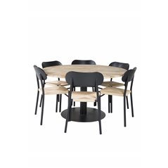 Cirebon Round Table - 140cm - Nature / Black, Polly Dining Chair - Nature / Black_6