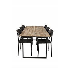 Cirebon Dining table 200*90cm - Nature / Black, Polly Dining Chair - Black / Black_6