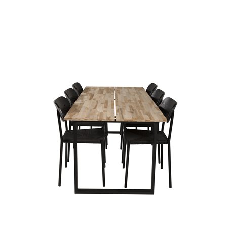Cirebon Dining table 200*90cm - Nature / Black, Polly Dining Chair - Black / Black_6