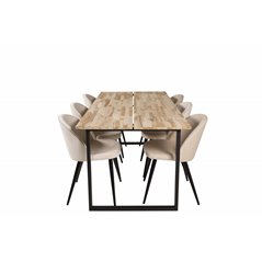 Cirebon Dining table 200*90cm - Nature / Black, Velvet Dining Chair - Beige / Black_6