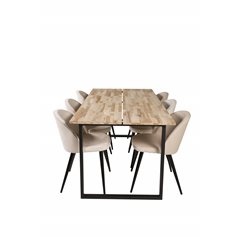 Cirebon Dining table 200*90cm - Nature / Black, Velvet Dining Chair - Beige / Black_6