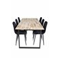 Cirebon ruokapöytä 200 * 90cm - Nature / musta, Polar Diamond ruokapöydän tuoli - Mustat jalat - Black Velvet_6