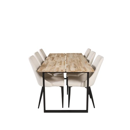 Cirebon Dining table 200*90cm - Nature / Black, Leone Dining Chair - Beige / Black_6