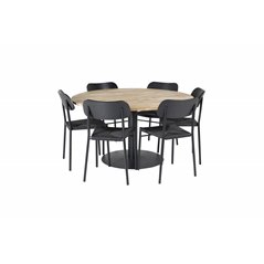 Cirebon Round Table - 140cm - Nature / Black, Polly Dining Chair - Black / Black_6