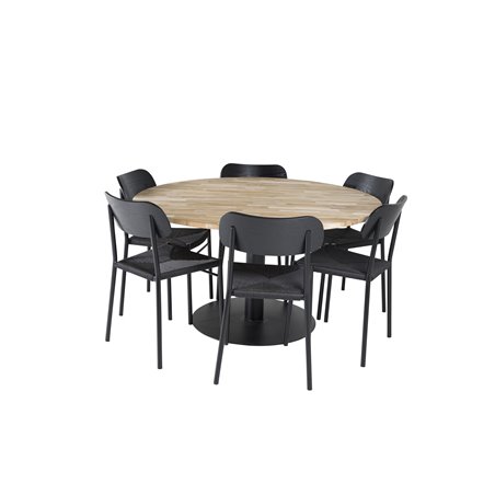 Cirebon Round Table - 140cm - Nature / Black, Polly Dining Chair - Black / Black_6