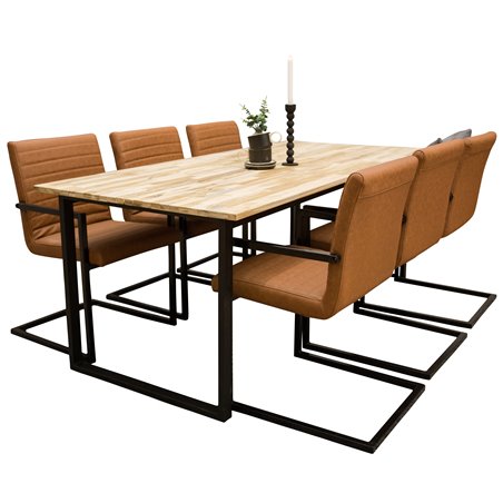 Cirebon Table mix wood, Art Dining chair w, armrest, Brown / Black_6