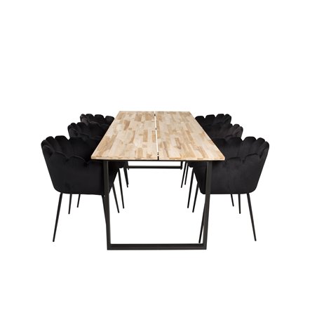 Cirebon Dining table 200*90cm - Nature / Black, Limhamn - Chair - Black Velvet_6
