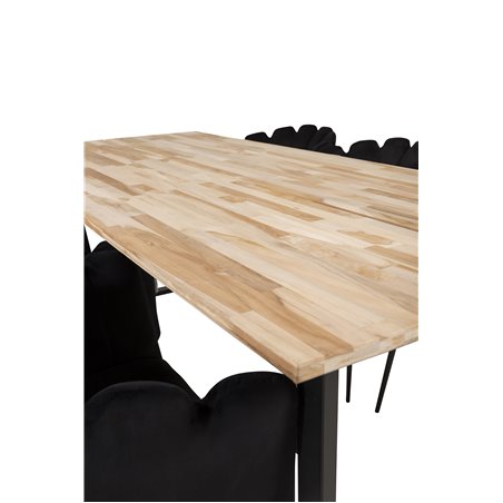 Cirebon Dining table 200*90cm - Nature / Black, Limhamn - Chair - Black Velvet_6