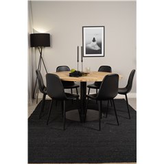 Cirebon Round Table - 140cm - Nature / Black, Polar Dining Chair - Black / Black_6