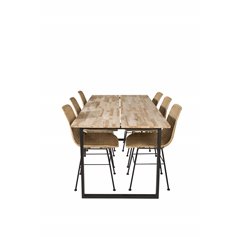 Cirebon Dining table 200*90cm - Nature / Black, Bali dining chair - Nature / Black_6