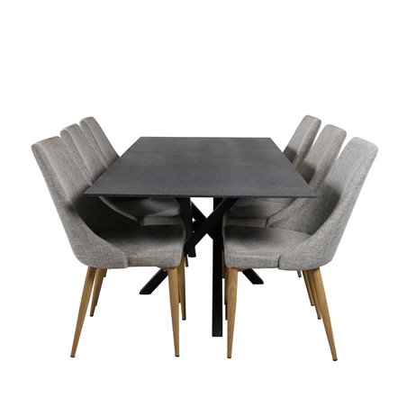 Cirebon Dining table 200*90cm - Nature / Black, Polar Dining Chair - Black / Black_6