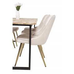 Cirebon Dining table 200*90cm - Nature / Black, Velvet Deluxe Dining Chair - Beige / Brass_6