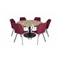 Cirebon Round Table - 140cm - Nature / Black, Gemma  Dining Chair - Black Legs - Red Fabric_6