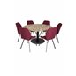 Cirebon Round Table - 140cm - Nature / Black, Gemma  Dining Chair - Black Legs - Red Fabric_6