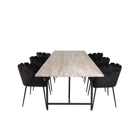 Jepara Dining Table - 250*100*H76 - Grey /Black, Limhamn - Chair - Black Velvet_6