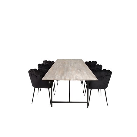 Jepara Dining Table - 250*100*H76 - Grey /Black, Limhamn - Chair - Black Velvet_6