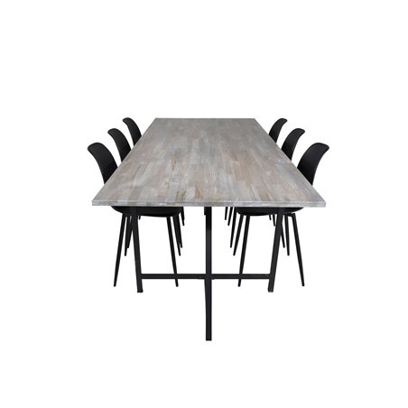 Jepara Dining Table - 250*100*H76 - Grey /Black, Polar Plastic Dining Chair - Black Legs / Black Plastic_6