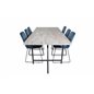 Jepara Dining Table - 250*100*H76 - Grey /Black, Muce  Dining Chair - Black Legs - Blue  Velvet_6