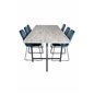 Jepara Dining Table - 250*100*H76 - Grey /Black, Muce  Dining Chair - Black Legs - Blue  Velvet_6