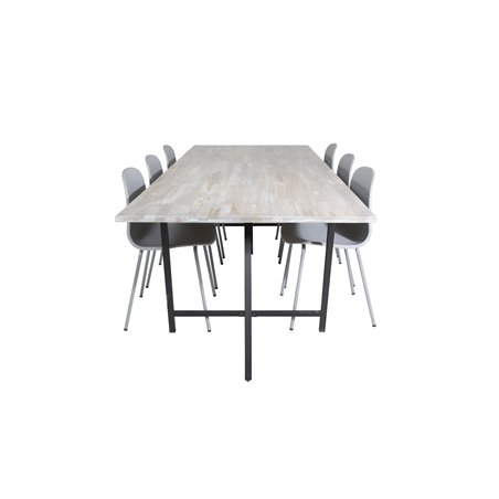 Jepara Dining Table - 250*100*H76 - Grey /Black, Arctic Dining Chair - Grey Legs - Grey Plastic_6