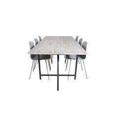 Jepara Dining Table - 250*100*H76 - Grey /Black, Arctic Dining Chair - Grey Legs - Grey Plastic_6