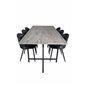 Jepara Dining Table - 250*100*H76 - Grey /Black, Velvet Dining Chair -  Black Flower fabric_6