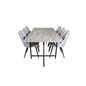 Jepara Dining Table - 250*100*H76 - Grey /Black, Velvet Deluxe Dining Chair - Black Legs - Light Grey Fabric_6