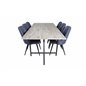 Jepara Spisebord - 250 * 100 * H76 - Grå / Sort, Velvet Deluxe Spisebordsstol - Sorte Ben - Blue Stof_6