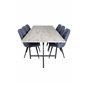 Jepara Spisebord - 250 * 100 * H76 - Grå / Sort, Velvet Deluxe Spisebordsstol - Sorte Ben - Blue Stof_6
